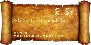Röszler Szervác névjegykártya